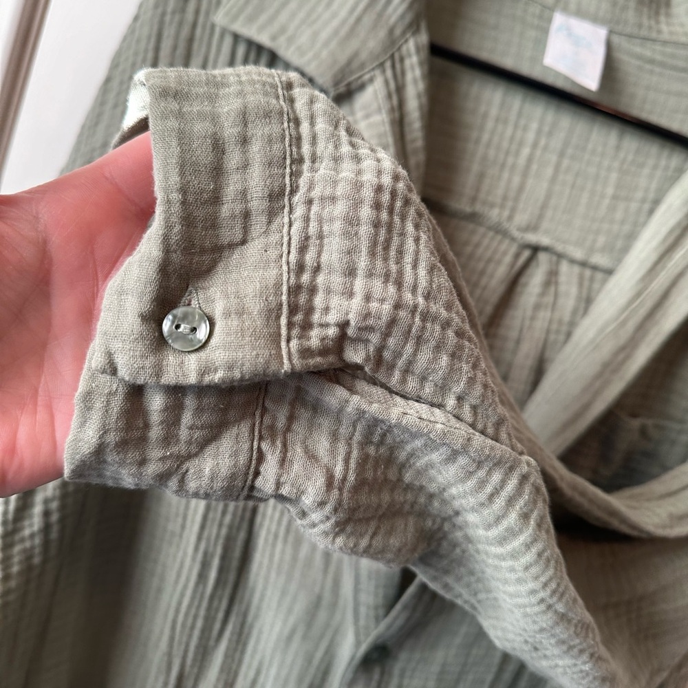 Kona Sol Lightweight Sage Green Olive 100% Cotton Beachy Coverup Long Sleeve - Picture 5 of 9